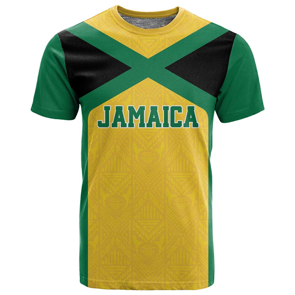 Afro-Jamaicans Football Custom T shirt Gold Ethnic Motifs