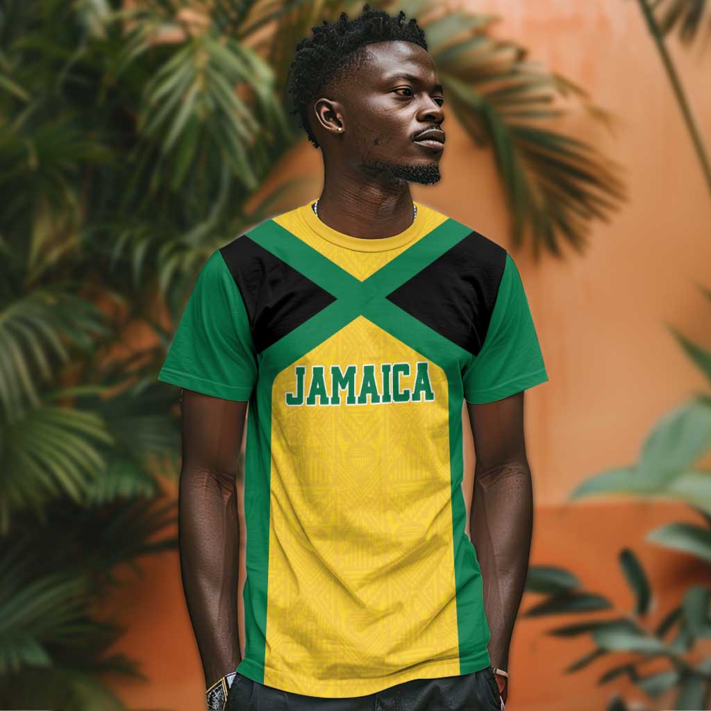 Afro-Jamaicans Football Custom T shirt Gold Ethnic Motifs