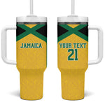 Afro-Jamaicans Football Custom Tumbler With Handle Gold Ethnic Motifs