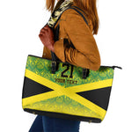 Afro-Jamaicans Custom Leather Tote Bag Reggae Boyz With Traditional Pattern