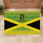 Afro-Jamaicans Custom Rubber Doormat Reggae Boyz With Traditional Pattern