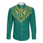 Afro-Jamaicans Tribal Custom Football Long Sleeve Button Shirt Green Style