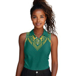 Afro-Jamaicans Tribal Custom Football Women Sleeveless Polo Shirt Green Style