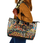 African Mixed Wild Animal Skins Leather Tote Bag