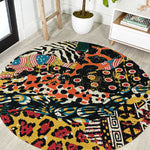 African Mixed Wild Animal Skins Round Carpet