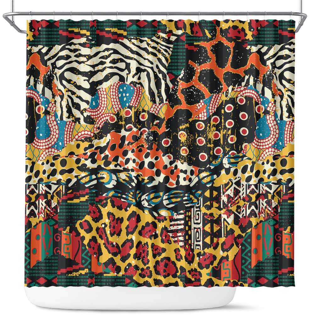African Mixed Wild Animal Skins Shower Curtain