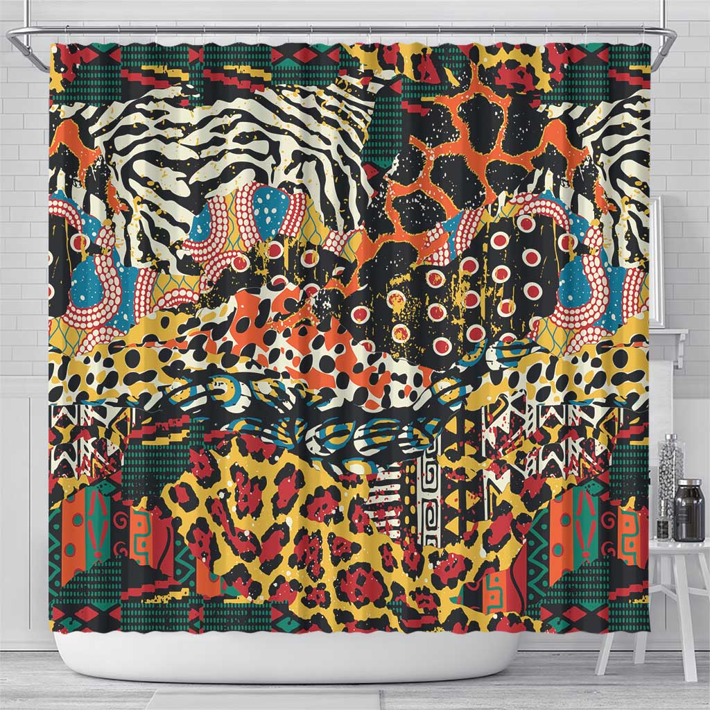 African Mixed Wild Animal Skins Shower Curtain