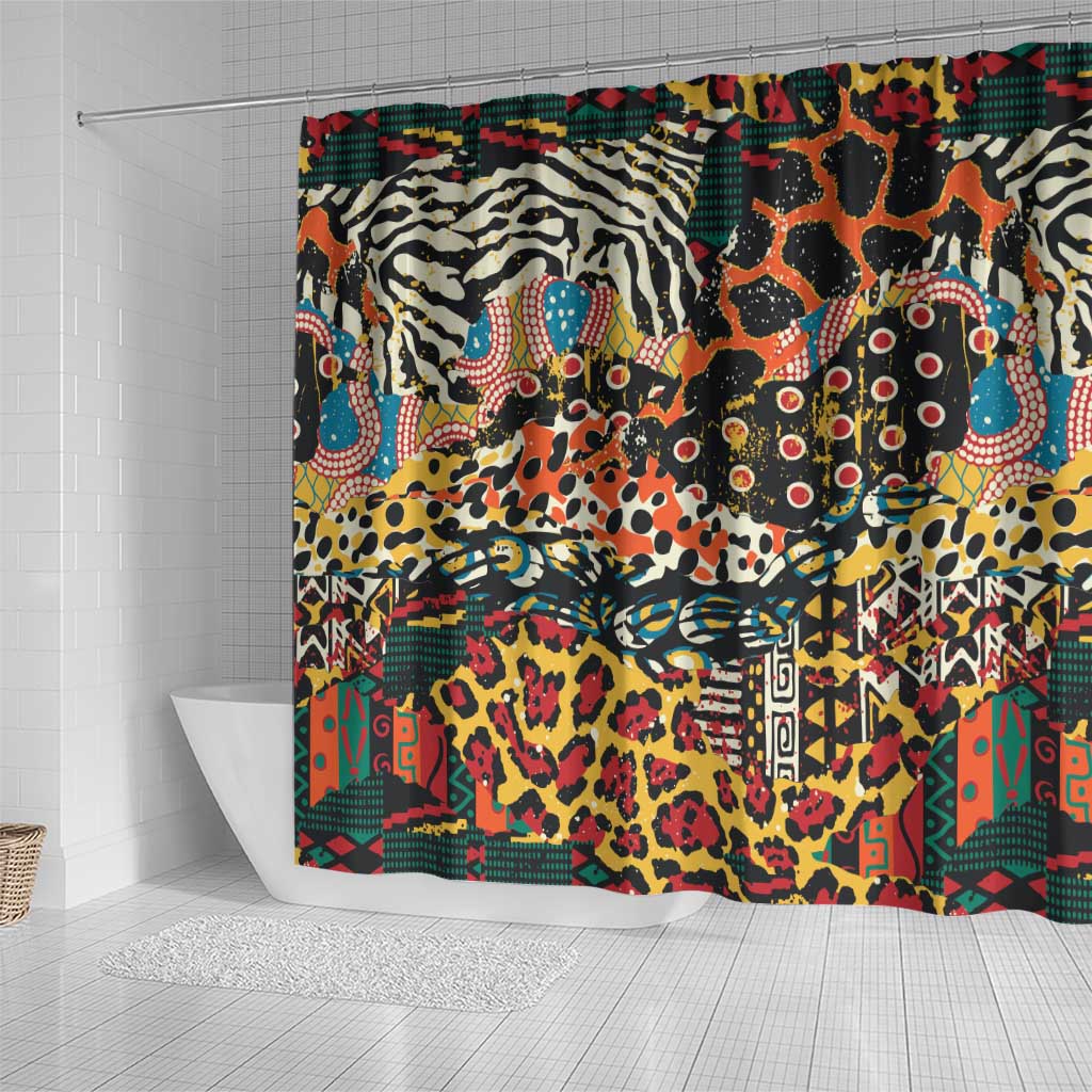 African Mixed Wild Animal Skins Shower Curtain