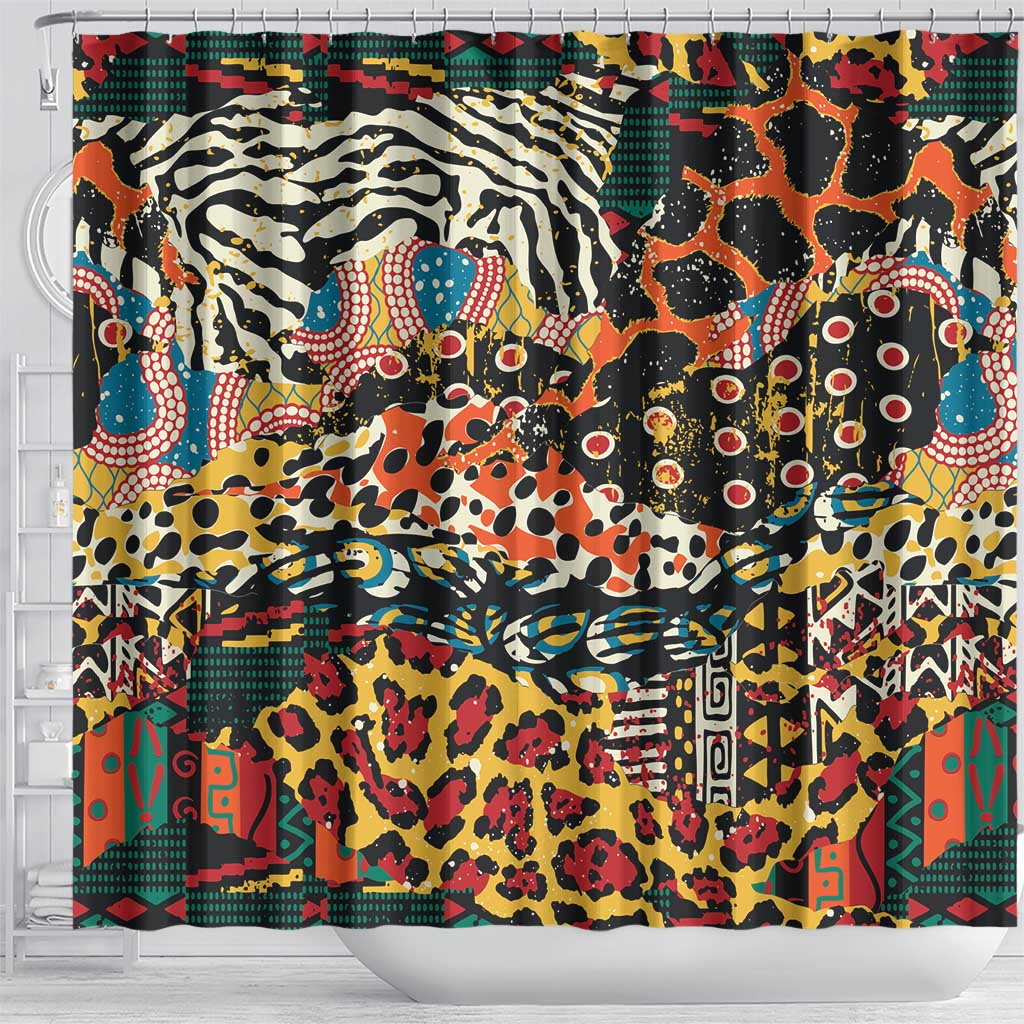 African Mixed Wild Animal Skins Shower Curtain