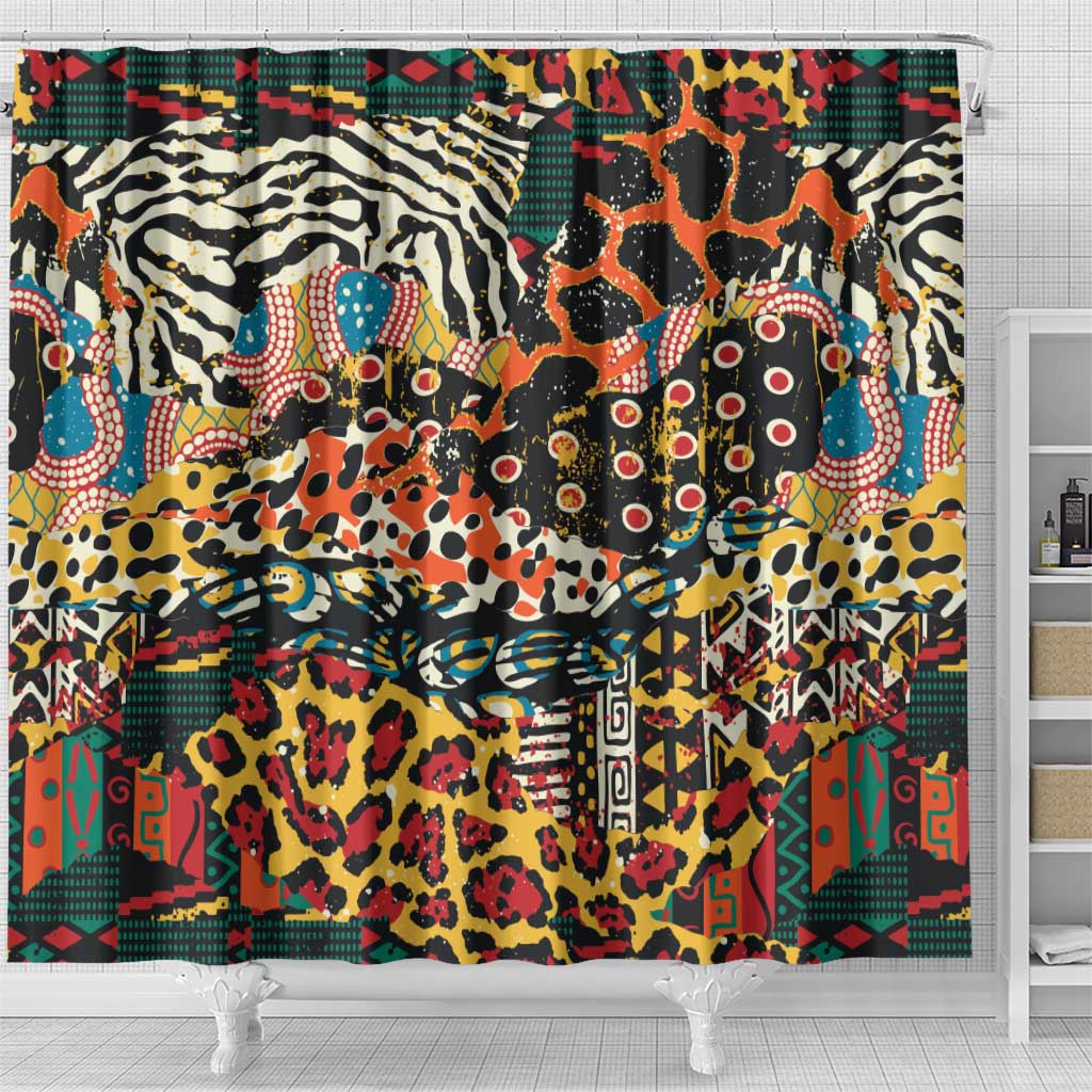 African Mixed Wild Animal Skins Shower Curtain
