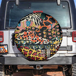 African Mixed Wild Animal Skins Spare Tire Cover