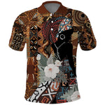 Beautiful Black Woman Polo Shirt African Tribal Pattern