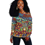 Traditional African Animal Skins Pattern Off Shoulder Sweater