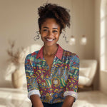 Traditional African Animal Skins Pattern Women Casual Shirt LT9