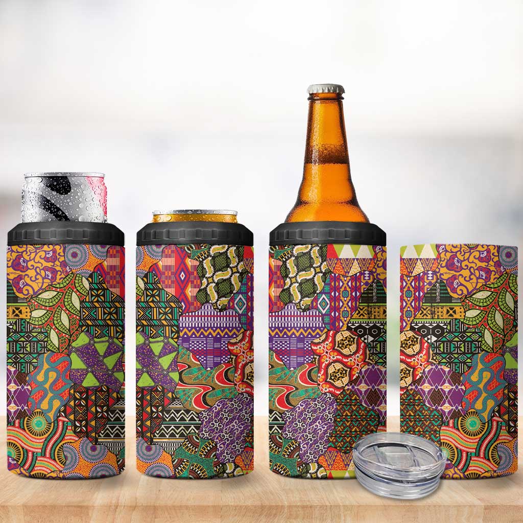 Traditional Ethnic African Vintage Motifs 4 in 1 Can Cooler Tumbler