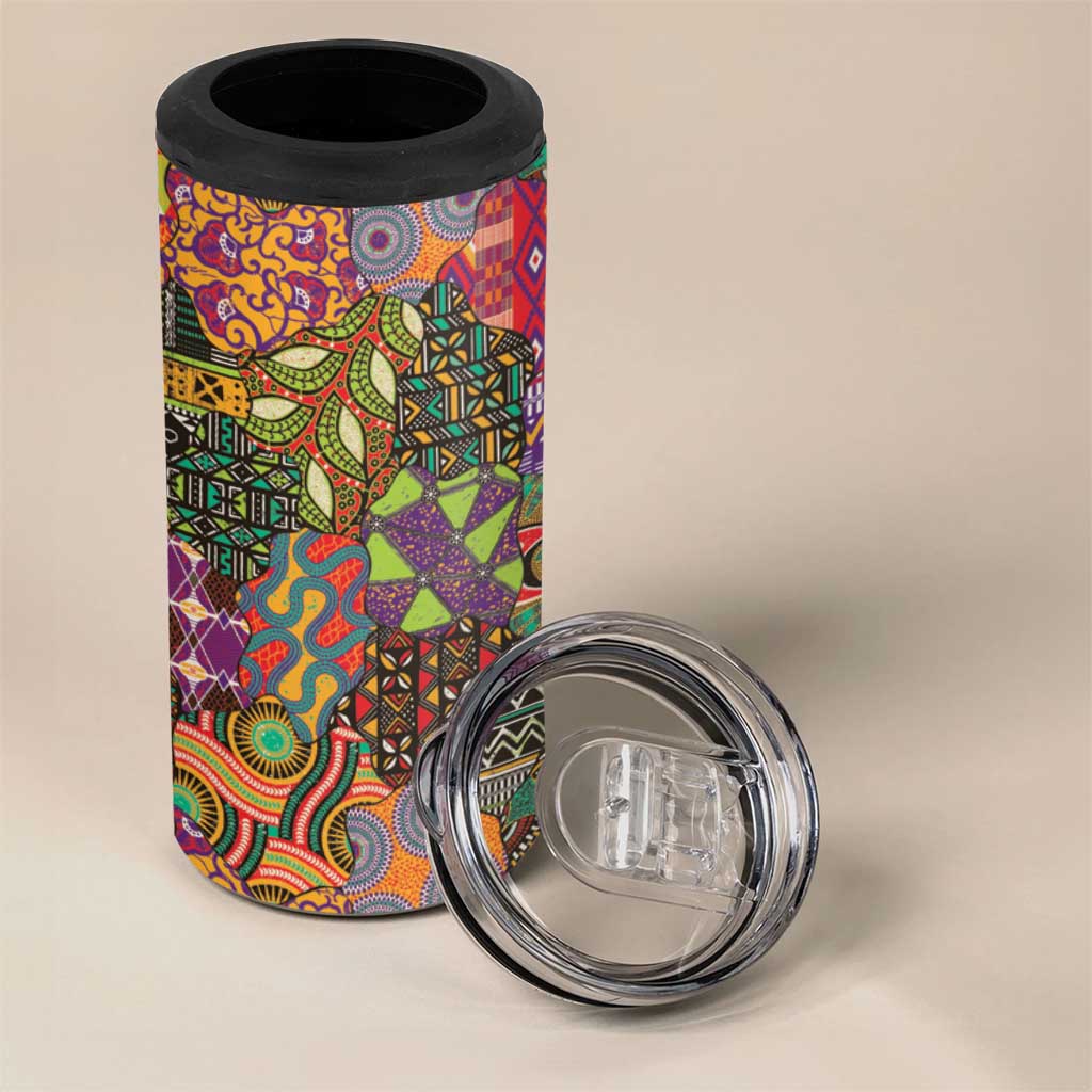 Traditional Ethnic African Vintage Motifs 4 in 1 Can Cooler Tumbler