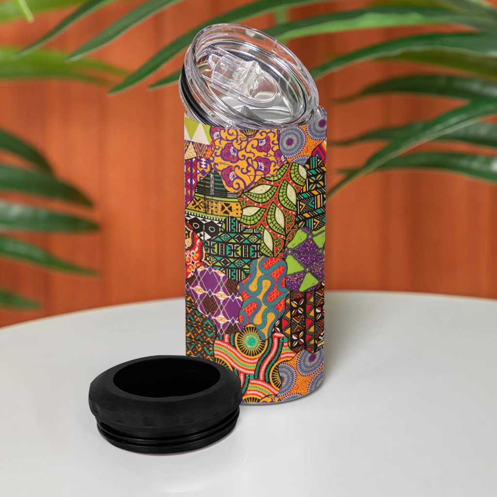 Traditional Ethnic African Vintage Motifs 4 in 1 Can Cooler Tumbler