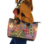 Traditional Ethnic African Vintage Motifs Leather Tote Bag