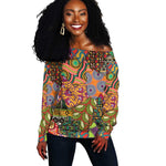 Traditional Ethnic African Vintage Motifs Off Shoulder Sweater