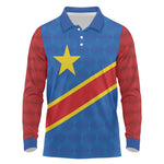 Africa DR of the Congo Personalized Long Sleeve Polo Shirt Flag Style - African Pride