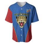 Africa DR Congo Football Custom Baseball Jersey Blue Leopard Skin Pattern - African Pride