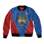 Africa DR Congo Football Custom Bomber Jacket Blue Leopard Skin Pattern - African Pride
