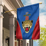 Africa DR Congo Football Custom Garden Flag Blue Leopard Skin Pattern - African Pride