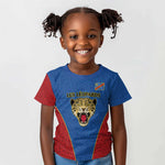 Africa DR Congo Football Custom Kid T shirt Blue Leopard Skin Pattern - African Pride