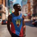 Africa DR Congo Football Custom Men Tank Top Blue Leopard Skin Pattern - African Pride