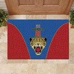 Africa DR Congo Football Custom Rubber Doormat Blue Leopard Skin Pattern - African Pride