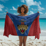 Africa DR Congo Football Custom Sarong Blue Leopard Skin Pattern - African Pride