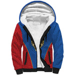 Africa DR Congo Football Custom Sherpa Hoodie Blue Leopard Skin Pattern - African Pride