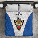 Africa DR Congo Football Custom Bedding Set White Leopard Skin Pattern - African Pride