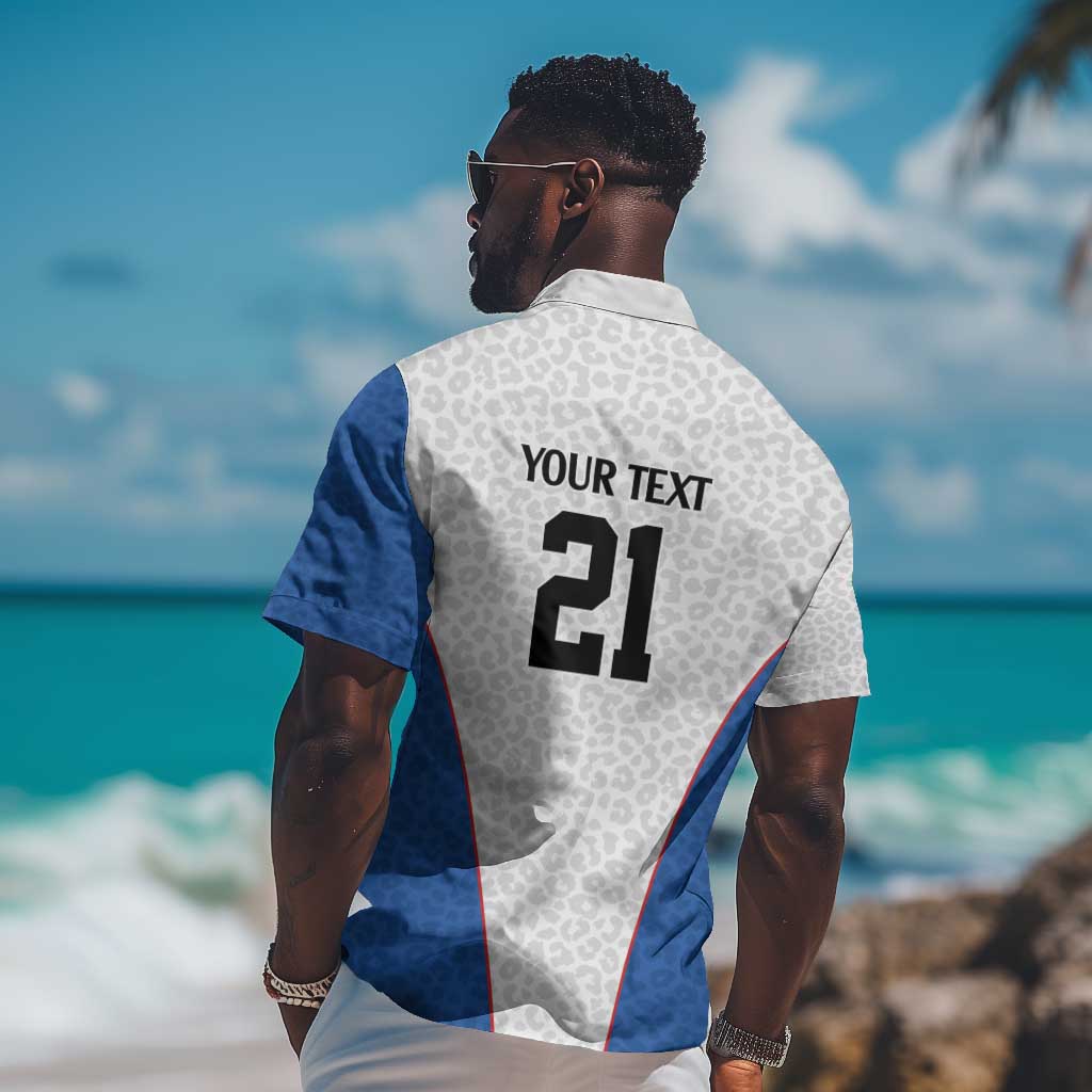 Africa DR Congo Football Custom Hawaiian Shirt White Leopard Skin Pattern - African Pride