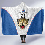 Africa DR Congo Football Custom Hooded Blanket White Leopard Skin Pattern - African Pride
