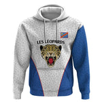 Africa DR Congo Football Custom Hoodie White Leopard Skin Pattern - African Pride