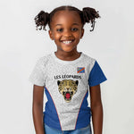Africa DR Congo Football Custom Kid T shirt White Leopard Skin Pattern - African Pride
