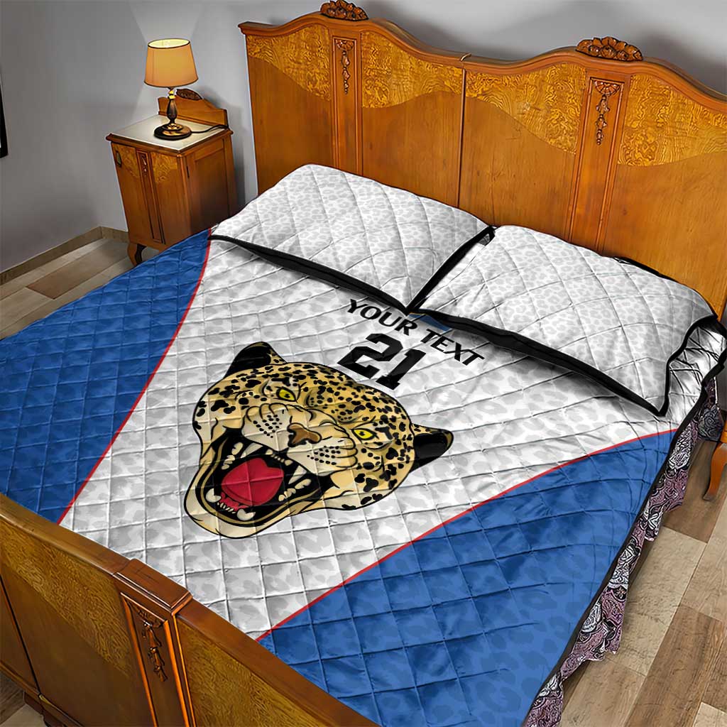 Africa DR Congo Football Custom Quilt Bed Set White Leopard Skin Pattern - African Pride
