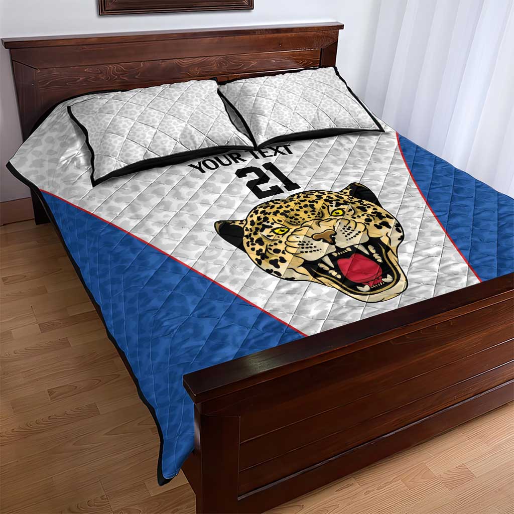 Africa DR Congo Football Custom Quilt Bed Set White Leopard Skin Pattern - African Pride