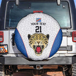 Africa DR Congo Football Custom Spare Tire Cover White Leopard Skin Pattern - African Pride
