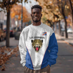Africa DR Congo Football Custom Sweatshirt White Leopard Skin Pattern - African Pride