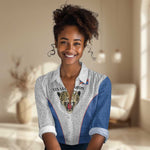 Africa DR Congo Football Custom Women Casual Shirt White Leopard Skin Pattern - African Pride