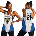 Africa DR Congo Football Custom Women Racerback Tank White Leopard Skin Pattern - African Pride