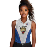 Africa DR Congo Football Custom Women Sleeveless Polo Shirt White Leopard Skin Pattern - African Pride
