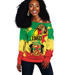 Republic of The Congo Independence Day Personalized Off Shoulder Sweater Congo-Brazzaville Since 1960 - African Pride