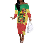Republic of The Congo Independence Day Personalized Off The Shoulder Long Sleeve Dress Congo-Brazzaville Since 1960 - African Pride