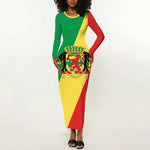 Republic of The Congo Personalized Long Sleeve Bodycon Dress Simple Flag Style - African Pride