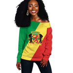 Republic of The Congo Personalized Off Shoulder Sweater Simple Flag Style - African Pride
