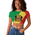 Republic of The Congo Personalized Raglan Cropped T shirt Simple Flag Style - African Pride