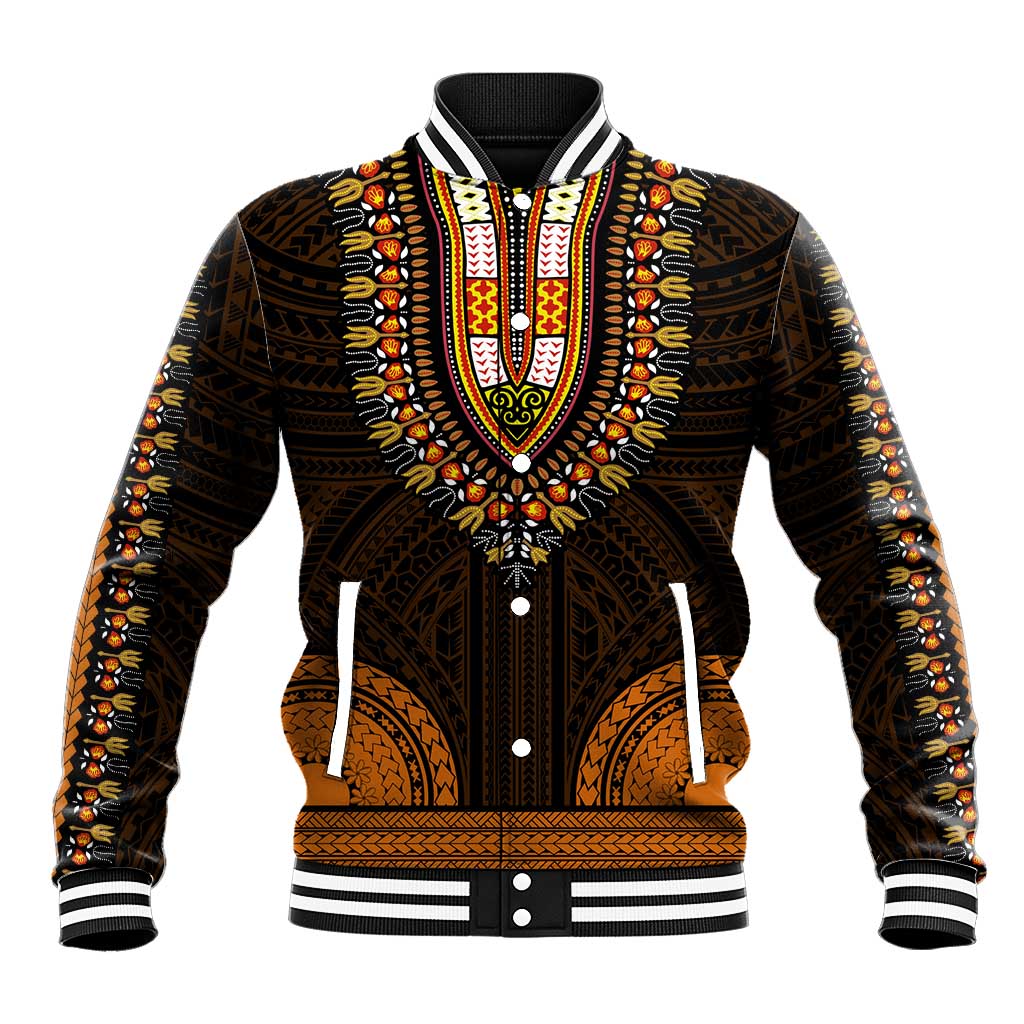 African Dashiki and Polynesian Pattern Baseball Jacket Gold